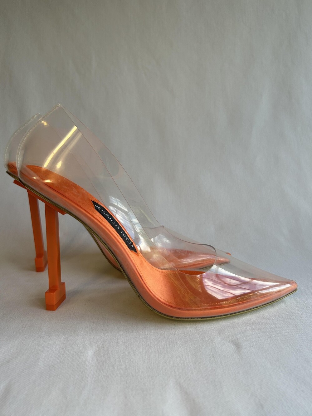 Jessica Rich Shoes Size 39 Orange Fancy Sandal Clear Pointed Toe Heel